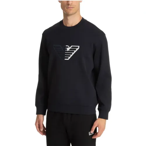 Plain Logo Embroidered Sweatshirt , male, Sizes: L, M, S, XL - Emporio Armani - Modalova