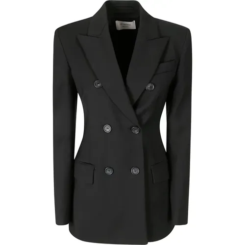 Schwarze Doppelreiher-Jacke mit Taschen , Damen, Größe: XS - SPORTMAX - Modalova