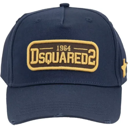 Caps, unisex, , Size: ONE SIZE Embroidered Logo Baseball Cap Distressed Visor - Dsquared2 - Modalova