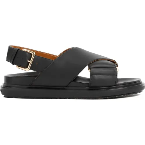 Leather Cross Sandals , female, Sizes: 3 1/2 UK - Marni - Modalova