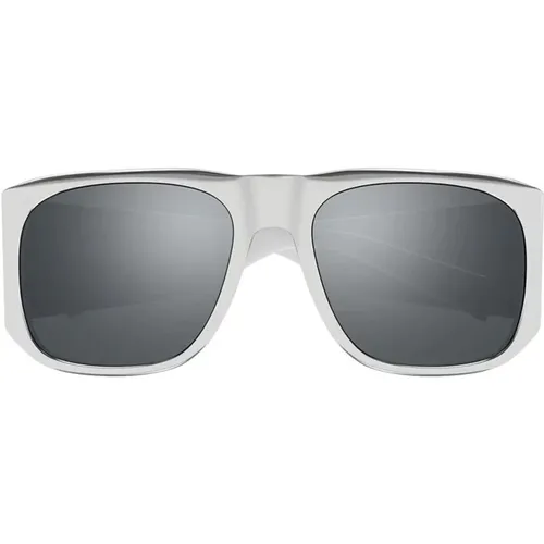 Square Metal Sunglasses Silver Mirrored , unisex, Sizes: 58 MM - Saint Laurent - Modalova