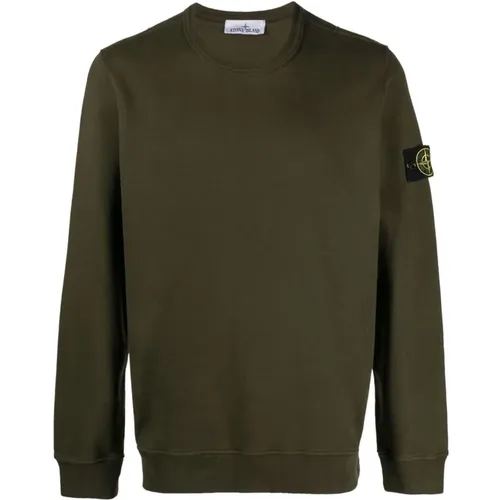 Garment Dyed Crewneck Sweatshirt in Olive , male, Sizes: L - Stone Island - Modalova