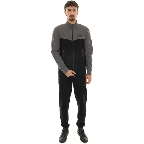 Training Sets, male, , Size: 2XL Contrast Zip Tracksuit with Side Logo - Emporio Armani EA7 - Modalova