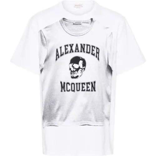 Graphic Print White T-shirt , male, Sizes: S, L, M - alexander mcqueen - Modalova