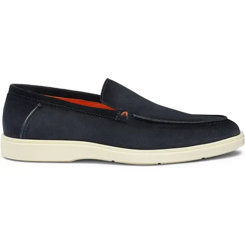 Loafers, male, , Size: 11 US Suede Moccasin - Santoni - Modalova