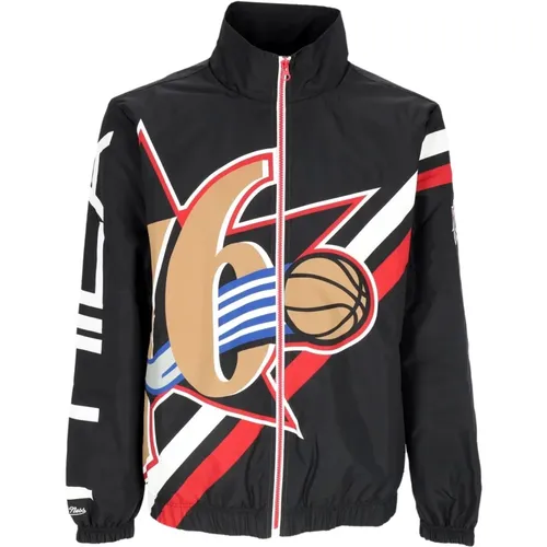 Sportswear, male, , Size: S NBA Exploded Logo Windbreaker Jacket - Mitchell & Ness - Modalova