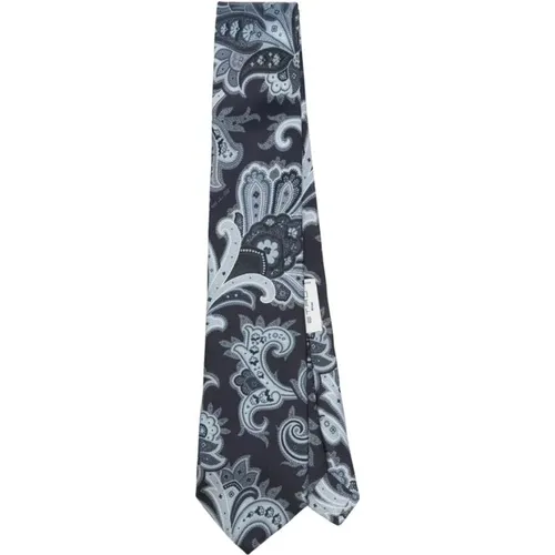 Ties, male, , Size: ONE SIZE Navy Patterned Jacquard Tie - ETRO - Modalova