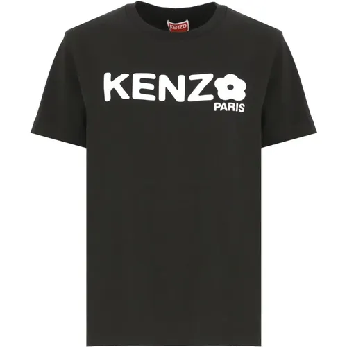 Schwarzes Blumenprint T-Shirt , Damen, Größe: M - Kenzo - Modalova