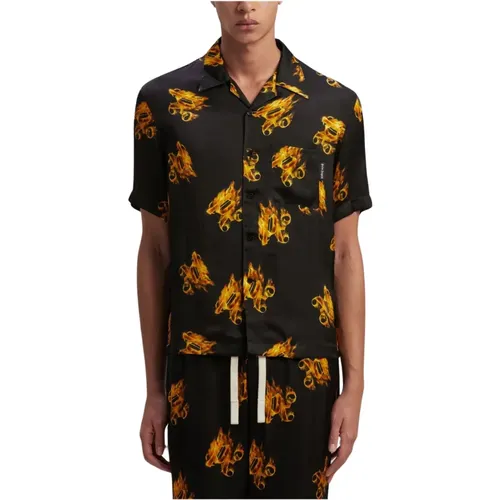 Burning Monogram Shirt , male, Sizes: S - Palm Angels - Modalova