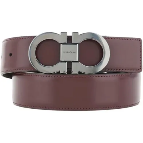 Belts, male, , Size: 115 CM Reversible Gancini Buckle Calfskin Belt - Salvatore Ferragamo - Modalova