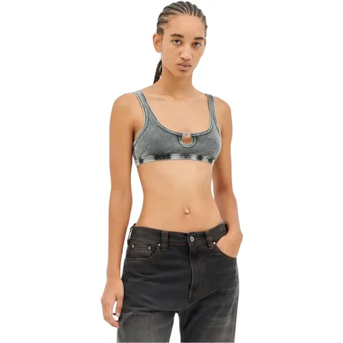 Gerippter Scoop Neck BH mit Logo - Diesel - Modalova