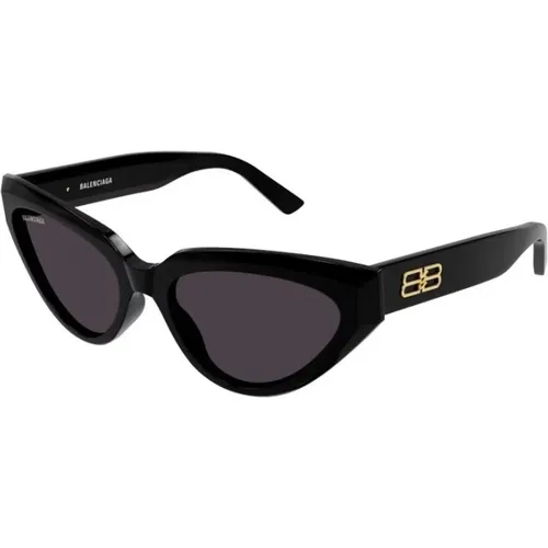Schwarzer Rahmen Graue Linse Sonnenbrille Frauen , Damen, Größe: 56 MM - Balenciaga - Modalova