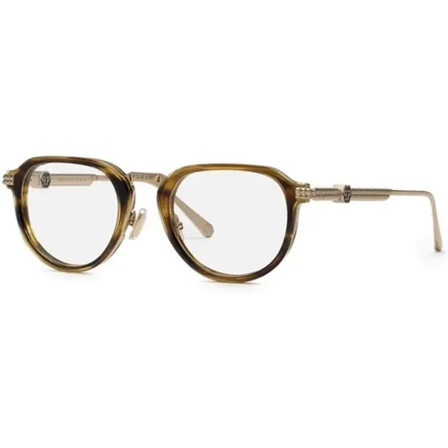 Stylische Brille Shiny Grey Gold , unisex, Größe: 52 MM - Philipp Plein - Modalova