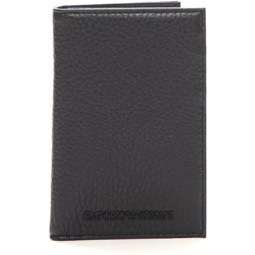 Wallets & Cardholders, male, , Size: ONE SIZE Hammer Leather Vertical Wallet with Cardholder - Emporio Armani - Modalova