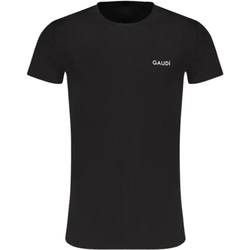 Schwarzes Baumwoll-T-Shirt mit Druck-Logo , Herren, Größe: 2XL - Gaudi - Modalova