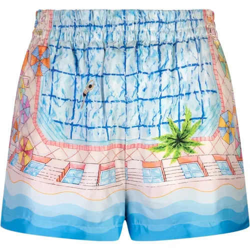 Short Shorts, female, , Size: XS Silk Shorts with Pool Artwork - Casablanca - Modalova