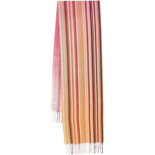 Winter Scarves, female, , Size: ONE SIZE Gradient Stripe Wool Cashmere Scarf - Paul Smith - Modalova