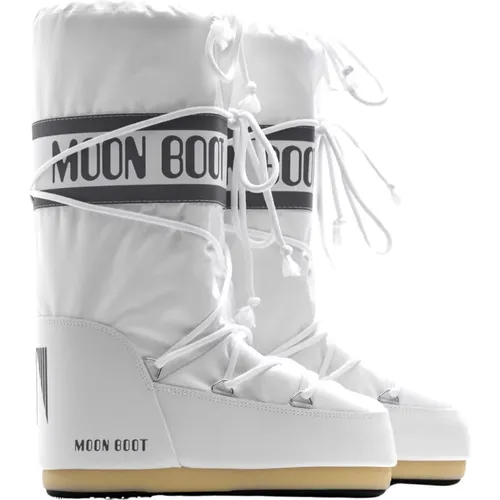 Weiße Nylon-Schneestiefel mit ikonischem Design , Damen, Größe: 39 EU - moon boot - Modalova