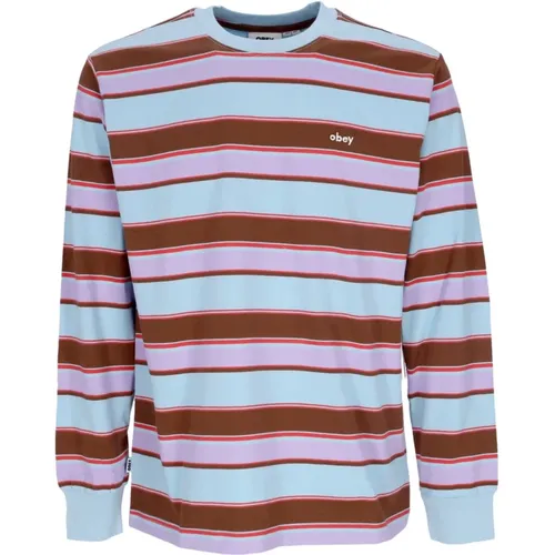 Sweatshirts, male, , Size: XL Striped Long Sleeve Tee Sky Blue - Obey - Modalova