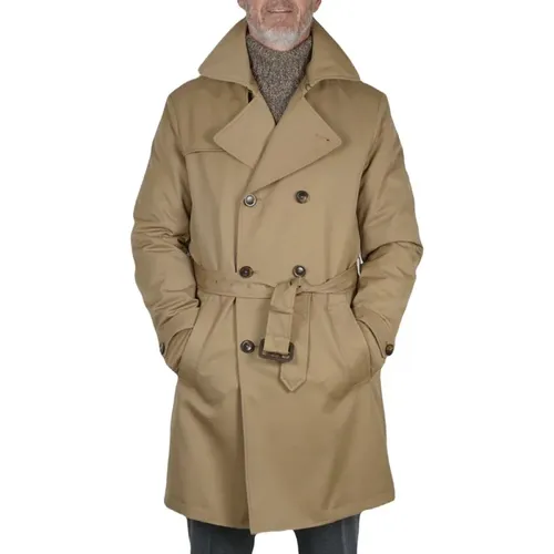 Mixed Cotton Double-Breasted Trench Coat - , Size 52 , male, Sizes: XL, 2XL, 3XL - Canali - Modalova