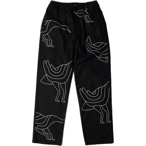 Duck Stitched Wide Fit Pants , male, Sizes: S, L - by Parra - Modalova