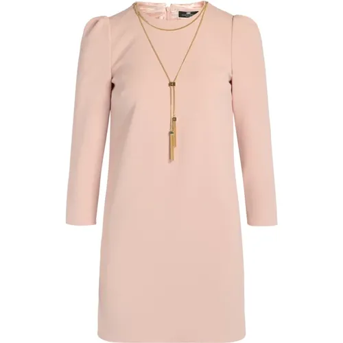 Boxy Dress in Baby with Golden Necklace , female, Sizes: L - Elisabetta Franchi - Modalova