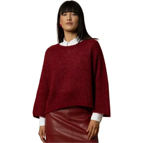 Round-neck Knitwear, female, , Size: L Flared Knit Sweater with Ribbed Edging - Kocca - Modalova