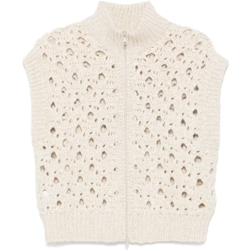 Perforated Cashmere Sweater Vest , female, Sizes: M, S - BRUNELLO CUCINELLI - Modalova