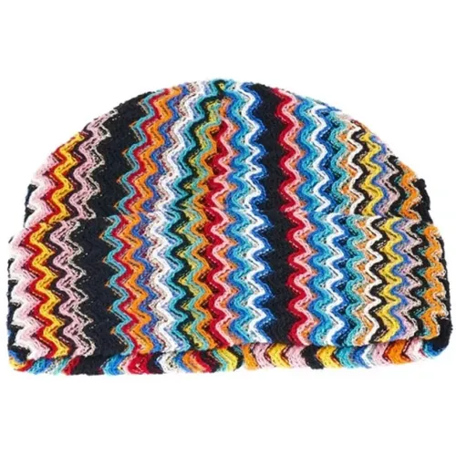 Beanies, female, , Size: ONE SIZE Geometric Pattern Colorful Hat Accessory - Missoni - Modalova