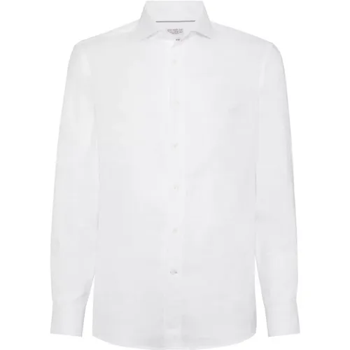 Cotton-Linen Blend Shirt , male, Sizes: L - BRUNELLO CUCINELLI - Modalova