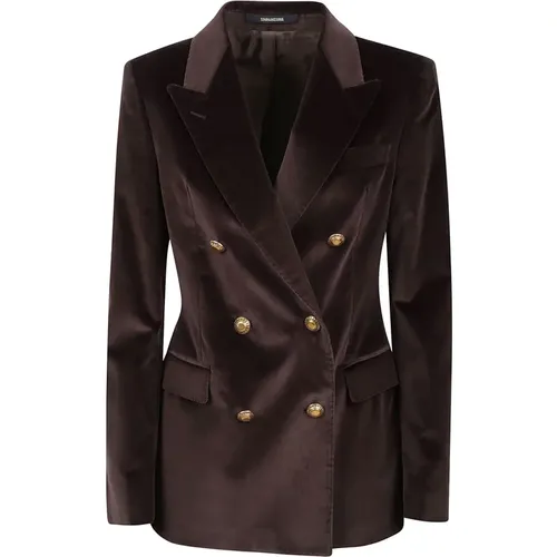 Velvet Double-Breasted Jacket , female, Sizes: L - Tagliatore - Modalova