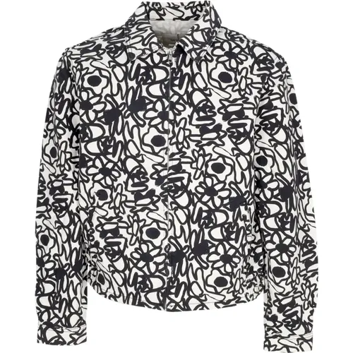 Light Jackets, male, , Size: L Denim Floral Print Zip Jacket - Arte Antwerp - Modalova