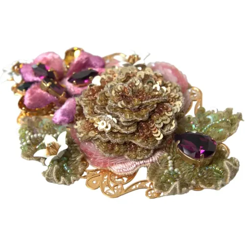 Hair Accessories, female, , Size: ONE SIZE Floral Crystal Hair Clip - Dolce & Gabbana - Modalova