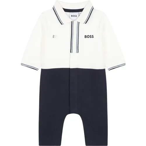 Blauer Bio-Baumwoll-Baby-Strampler - Hugo Boss - Modalova