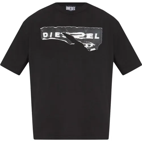 Schwarzes Baumwoll-Logo-T-Shirt , Herren, Größe: M - Diesel - Modalova