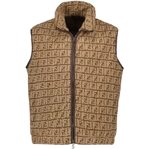 Vests, male, , Size: M Sleeveless High Neck Wool Vest - Fendi - Modalova