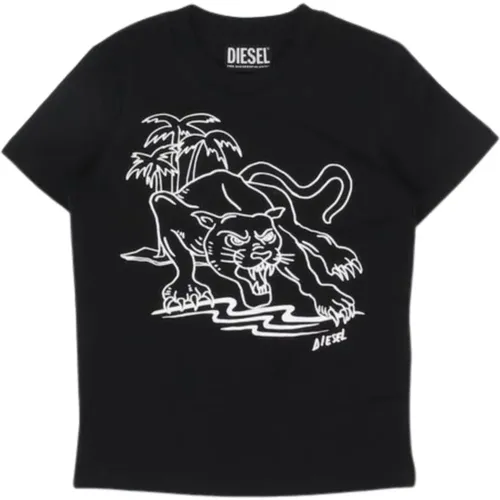 Kinder T-Shirt mit Tigerdruck - Diesel - Modalova