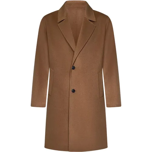 Single-Breasted Coats, male, , Size: L Camel Wool Coat Classic Lapels - Low Brand - Modalova