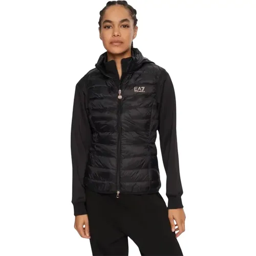 Schwarze ärmellose Jacke 6Dtq06 , Damen, Größe: 2XL - Emporio Armani EA7 - Modalova