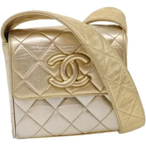 Pre-owned Shoulder Bags, female, , Size: ONE SIZE Pre-owned Gold Canvas Chanel Shoulder Bag - Chanel Vintage - Modalova