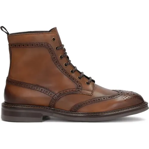 Braune Schnürstiefel mit Brogue-Dekoration , Herren, Größe: 40 EU - Kazar - Modalova