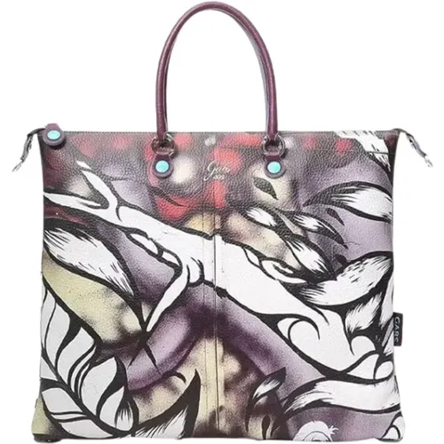Tote Bags, female, , Size: ONE SIZE Colorful Print Convertible Shopping Bag - Gabs - Modalova