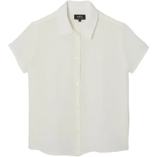 Shirts, female, , Size: 2XS Short-sleeve linen shirt in off - A.p.c. - Modalova