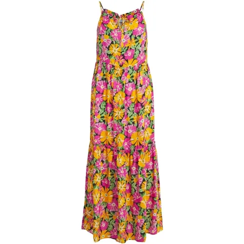 Floral Strappy Dress , female, Sizes: XS, L, M, S - Vila - Modalova