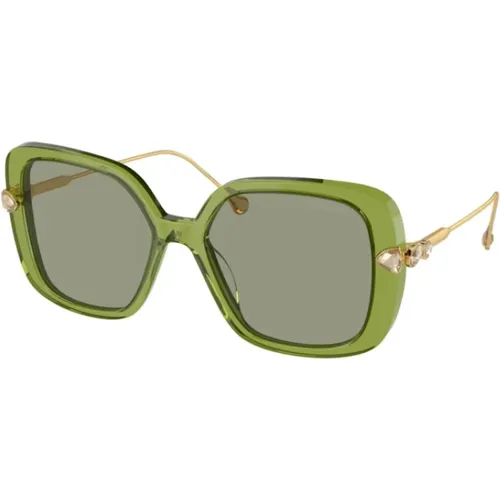 Grüne Sonnenbrille für den täglichen Gebrauch , Damen, Größe: 55 MM - Swarovski - Modalova
