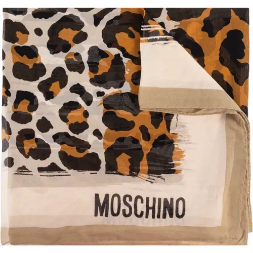 Silky Scarves, unisex, , Size: ONE SIZE Silk scarf with animal motif - Moschino - Modalova