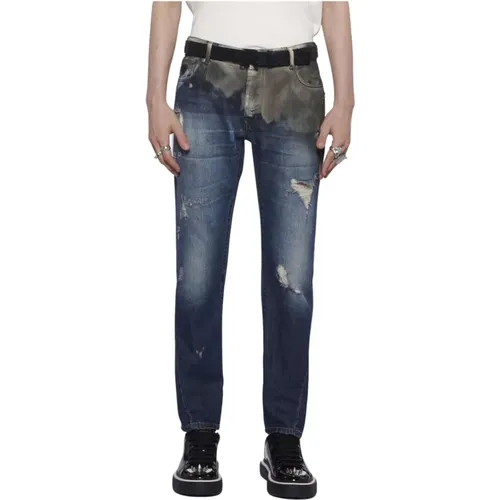 Tie Dye Zerrissene Gerades Jeans , Herren, Größe: W31 - John Richmond - Modalova