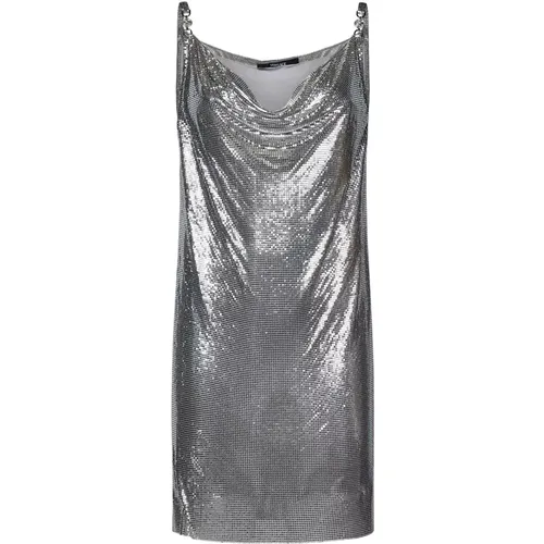 Silver Mesh Mini Dress Aw24 , female, Sizes: XS - Versace - Modalova