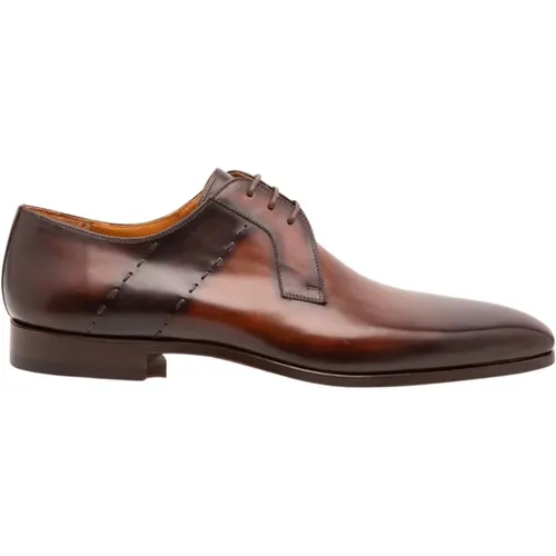 Handgefertigter Cognac Derby Schuh , Herren, Größe: 41 1/2 EU - Magnanni - Modalova