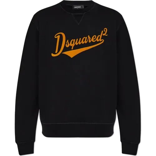 Sweatshirt mit Samt-Finish-Logo , Herren, Größe: XL - Dsquared2 - Modalova